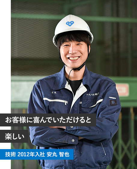 お客様に喜んでいただけると楽しい 技術 2012年入社 安丸 智也